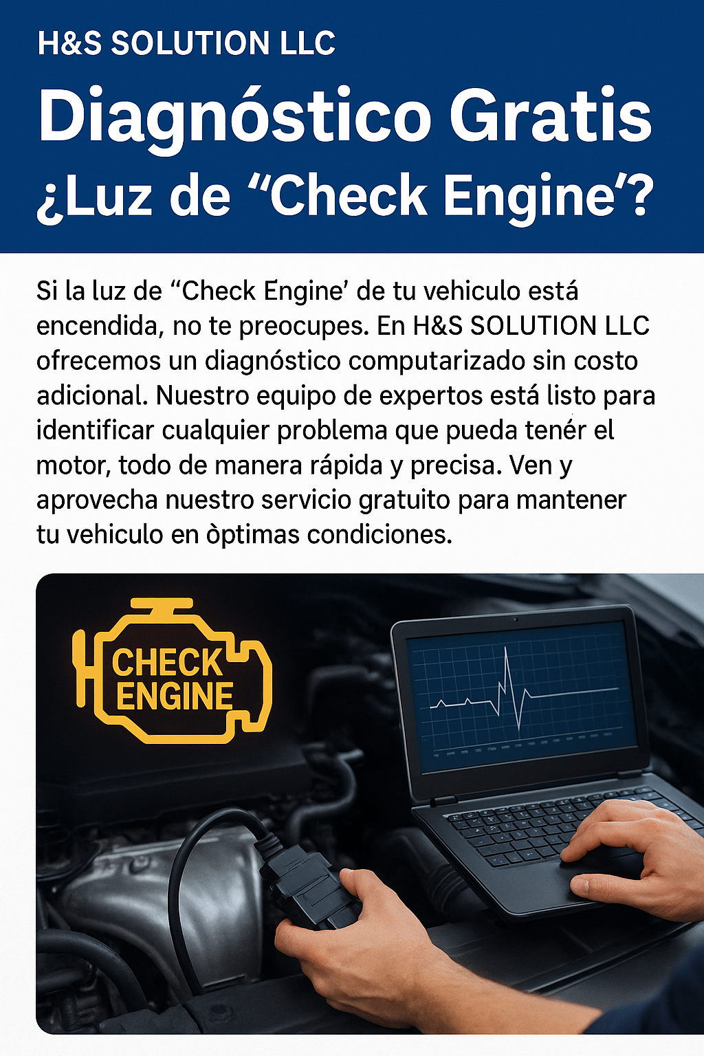 Diagnóstico Gratis: “¿Luz de Check Engine? Diagnóstico computarizado sin costo adicional